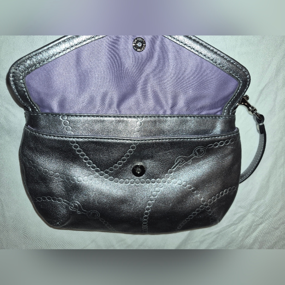 Y2K Coach SILVER leather Mini Bag/Clutch NWOT - Picture 6 of 13